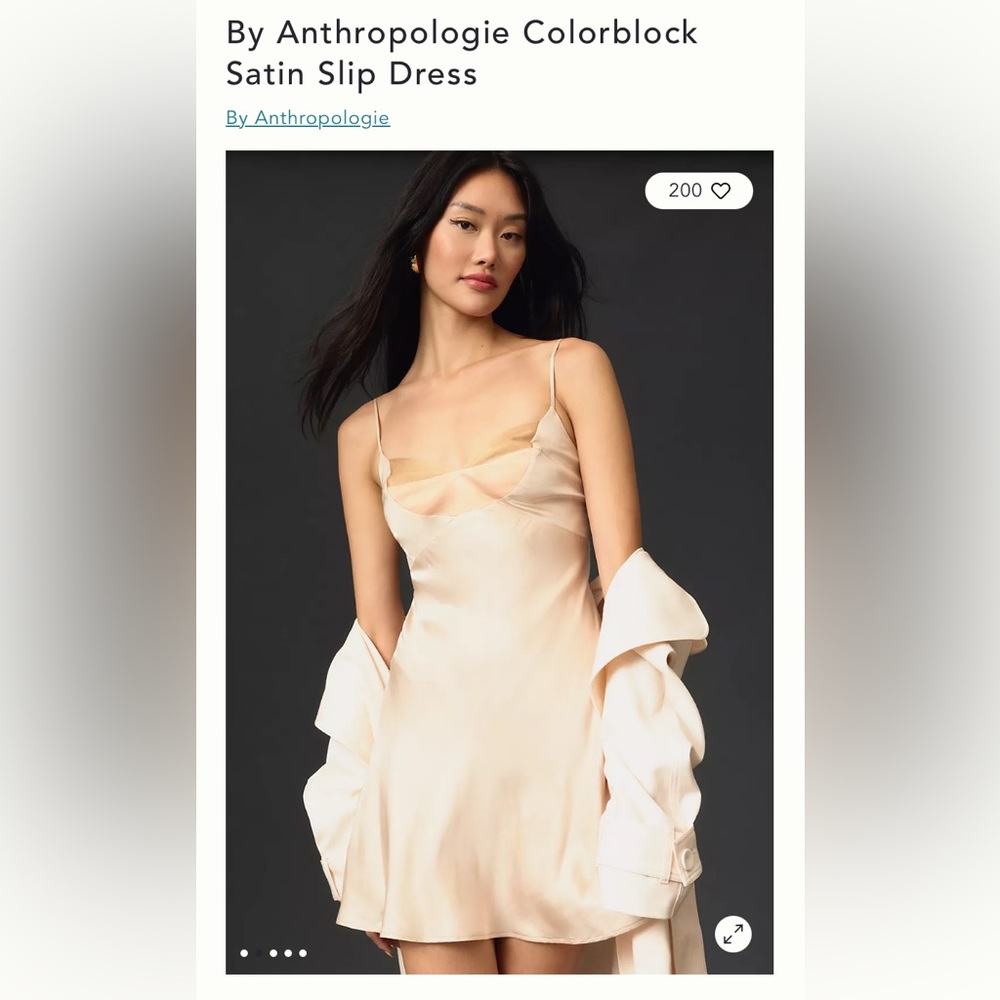 ANTHROPOLOGIE L Colourblock SATIN SLIP MINI DRESS Strap Back Sexy NWT